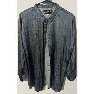 Pete & Greta Johnny Was Leopard Print Silk Blend Blouse Size Small Blue